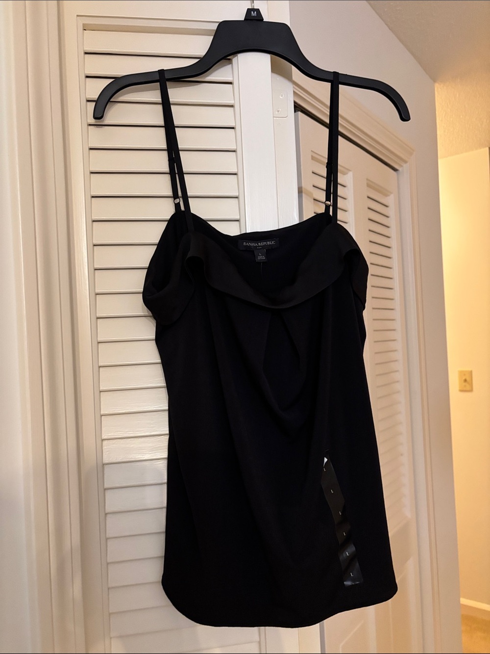 Banana Republic Black Ruffle-Trim Spaghetti Strap Top